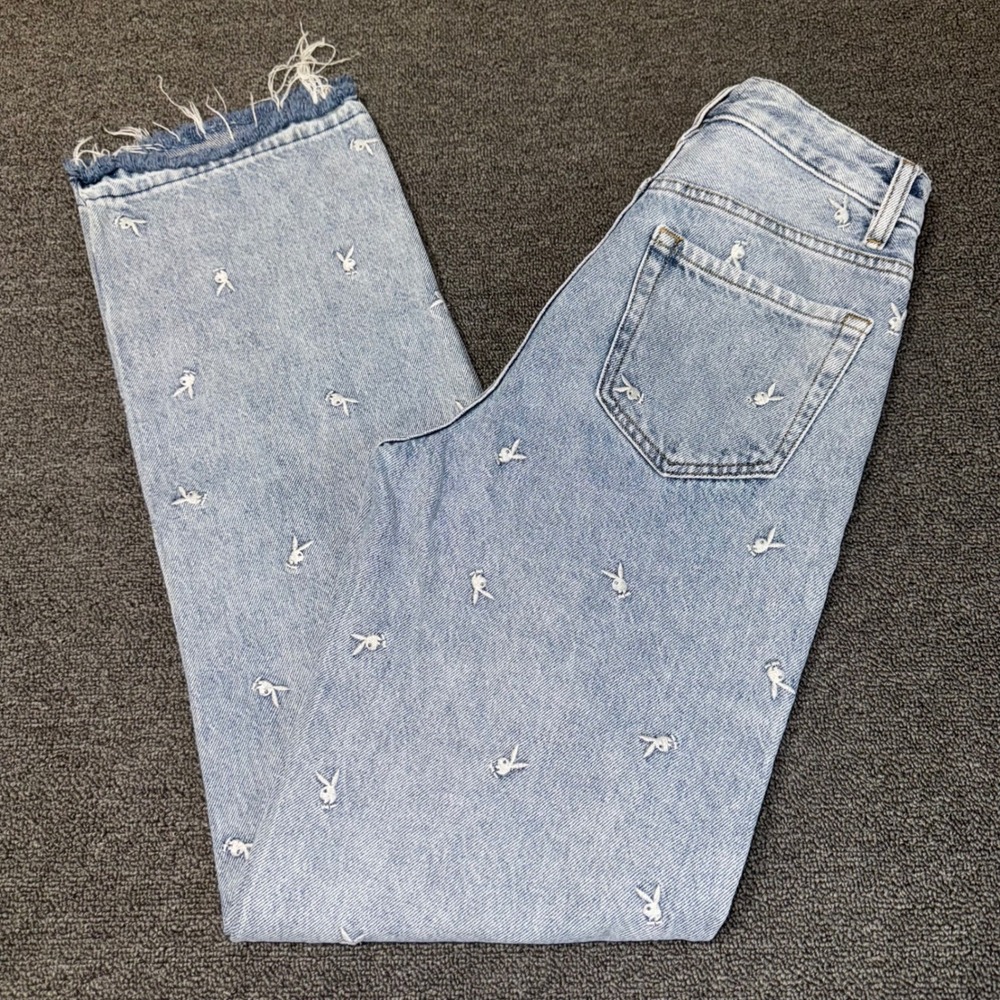 Playboy x PacSun Light Wash Embroidered Bunny Logo Straight Leg Jeans Size 24